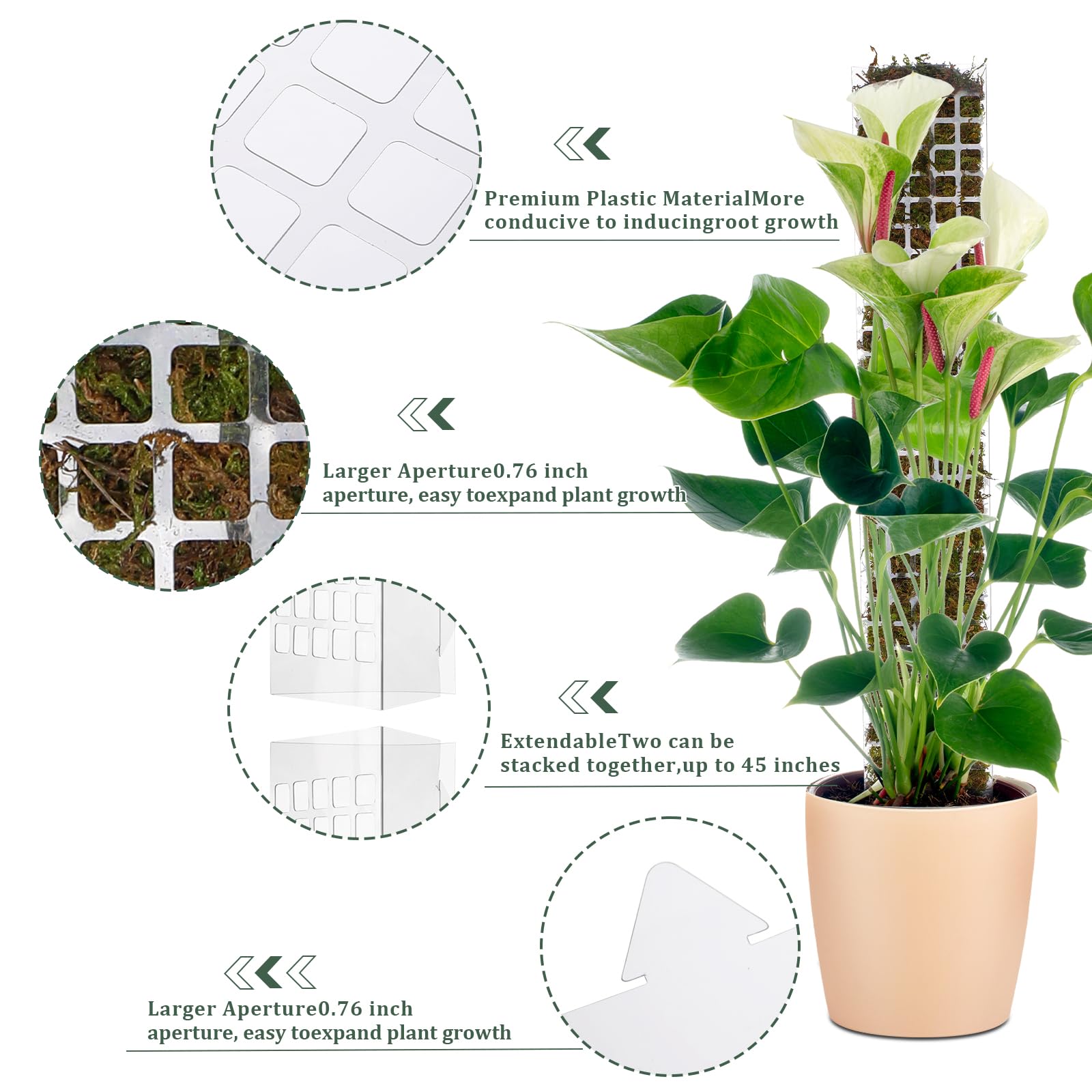 Stackable Plastic Moss Pole fo - Plant Support Stake review and price