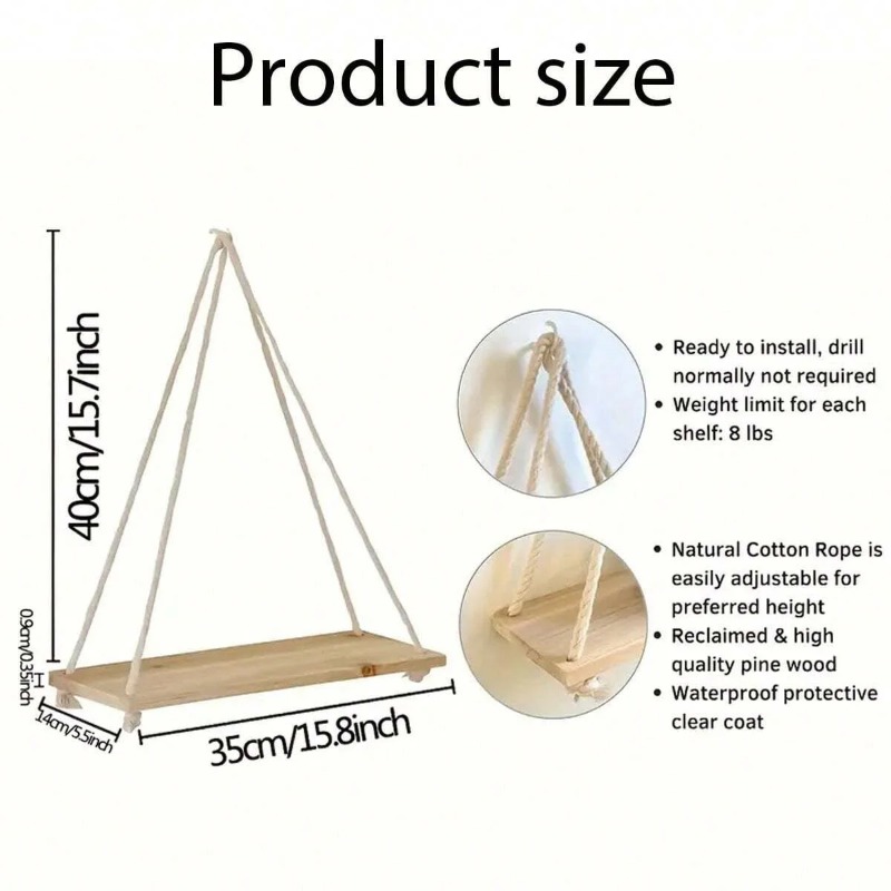 1PC Wooden Swing Hanging Hemp  - Terracotta Pot review and price