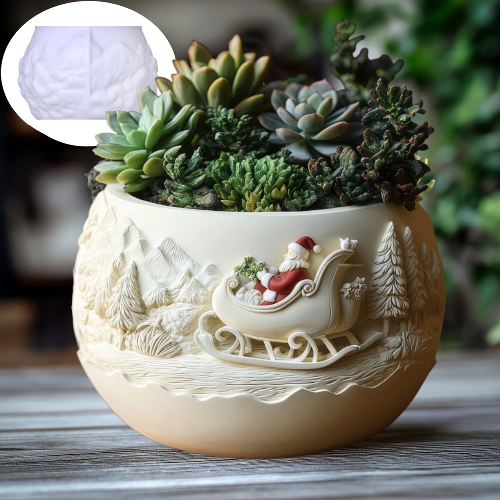 Cedar Sled Santa Claus Relief  - Succulent Set review and price