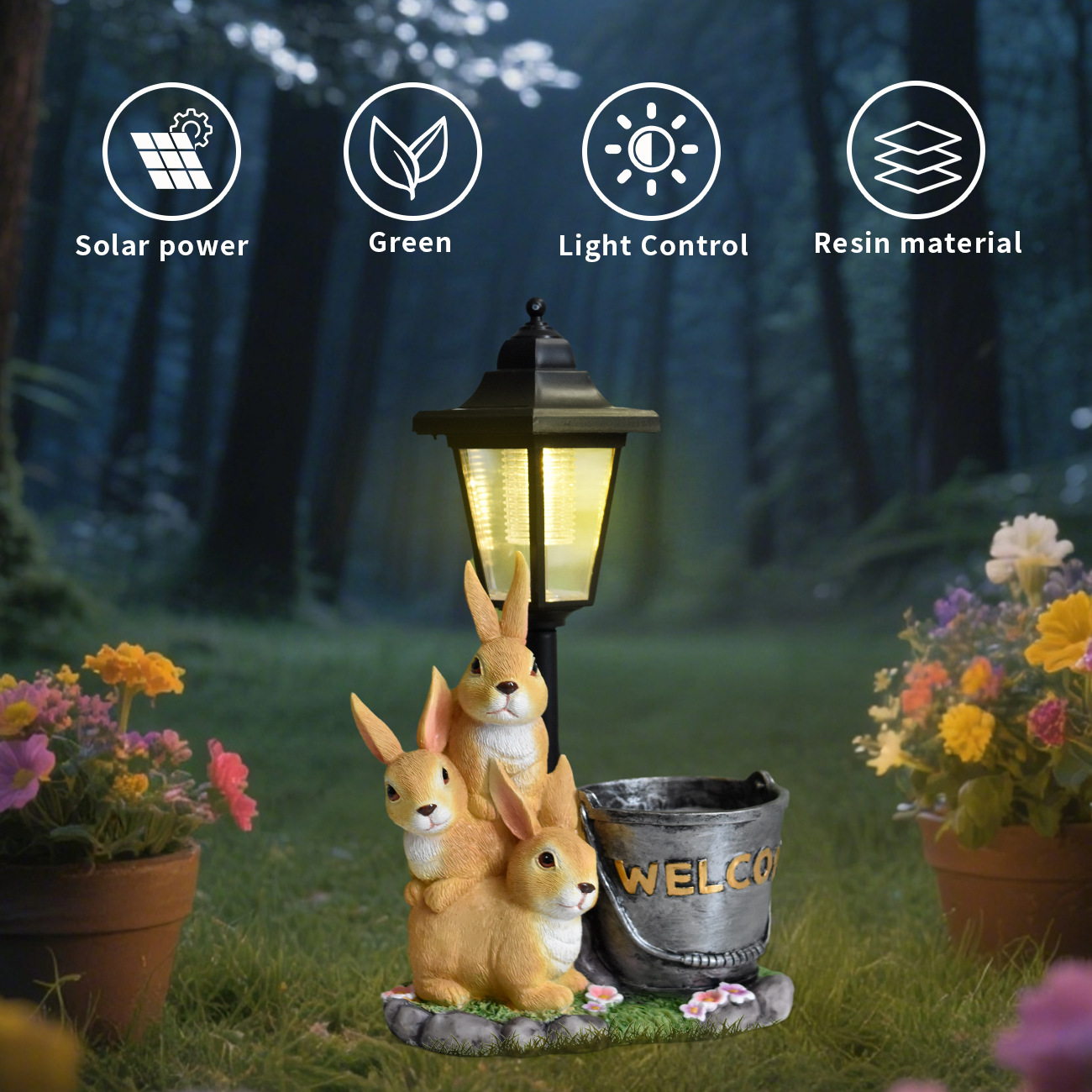 New Rabbit Solar Garden Light  - Succulent Set review and price